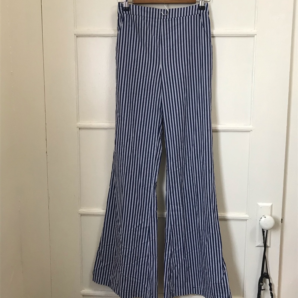Blue and white striped pants